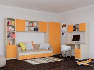 Модульная детская Астра (РВ-Мебель) Оранжевый